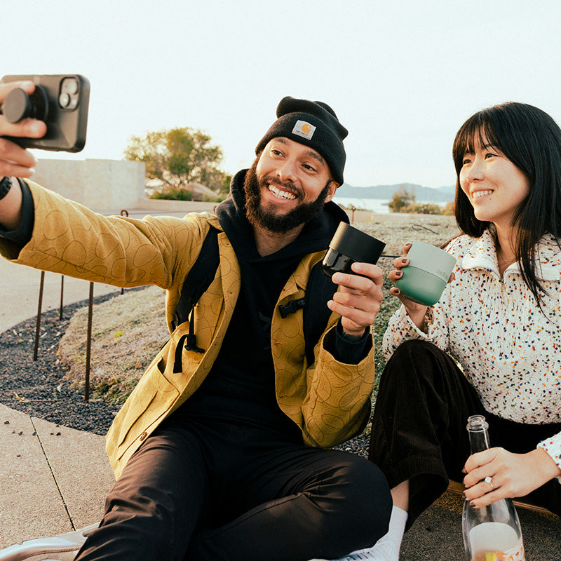 8oz-rise-lowball-tumbler-h4 8oz_rise_lowball_black_iceberg_couple_selfie_city_square.jpg
